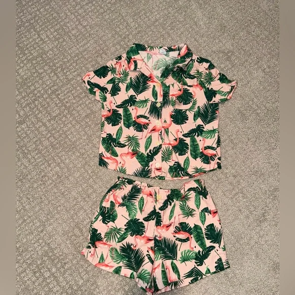 Kids Tropical Flamingo Matching Set Size 5T - Picture 1 of 8